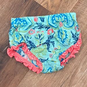 Matilda Jane Blue Coral Floral Ruffle Polka Dot Bloomers Diaper Cover 6-12m
